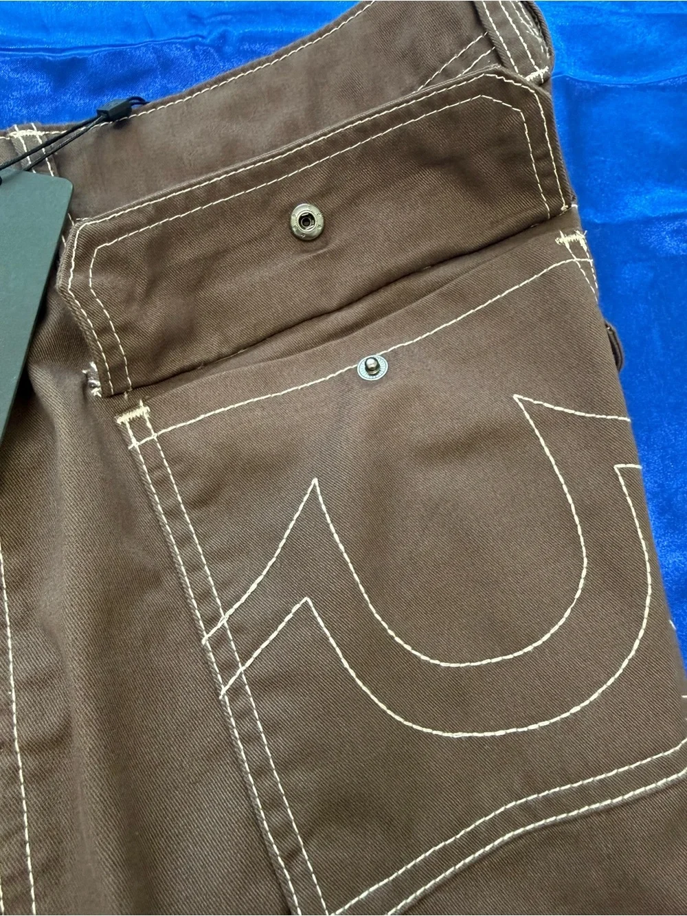 True Religion Brown / Bracken Utility Cargo Shorts with Contrast Stitching - 32